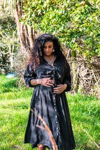 Holi Button-thru Skirt - Black Onyx