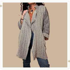 Kimonos: DHARAN - Handloom waterfall jacket