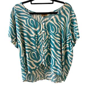 Tops: SALMA Button Blouse - Blue Story