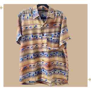 Bodhi Short Sleeved Unisex Shirt - Silk Blend - One of a Kind - Medium