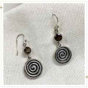 Earrings: BUNI - Smokey Quartz & Silver Earrings