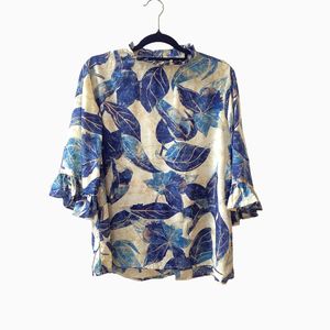 Tops: Gwen Blouse - Blue Autumn