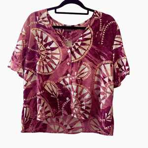Tops: V Neck Button Blouse - Soleil