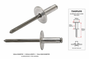 Products: Clipstok ASPL610LF Large Flange Peel Rivet 3/16"