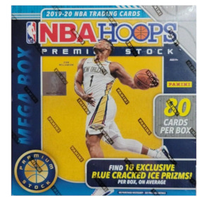 Panini Hoops Premium Stock Basketball 2019-20 Mega Box 80 Ct. (Blue Cracked Ice Prizms)