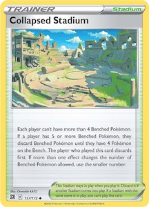 Pokemon Tcg Trainer Cards Stadiums In Stock: Collapsed Stadium (137/172) [Sword & Shield: Brilliant Stars]