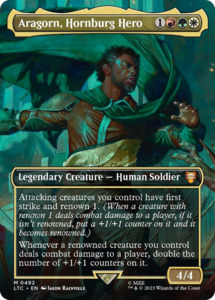 Mtg Singles Instock: Aragorn, Hornburg Hero (Borderless) [The Lord of the Rings: Tales of Middle-Earth Commander]