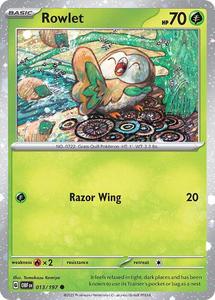 Pokemon Singles Currently In Stock: Rowlet (013/197) (Cosmos Holo) [Scarlet & Violet: Obsidian Flames]