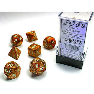 Dice Coins: Chessex - Glitter Gold w/silver Classic Polyhedral