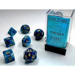 Dice Coins: Chessex - Phantom Teal w/gold Classic Polyhedral