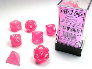 Dice Coins: Chessex - Frosted Pink w/White Classic Polyhedral