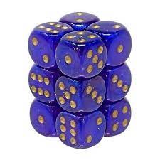 Chessex - Signature 16mm D6 (12 Dice) Borealis Royal Purple/Gold