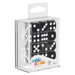 Oakie Doakie Dice D6 16 mm Solid Black 12pc
