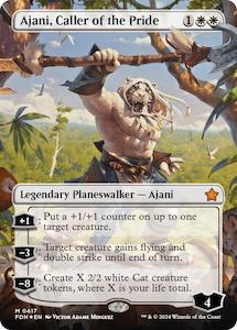 MTG Single: Ajani, Caller of the Pride (Borderless) (Mana Foil) [Foundations]