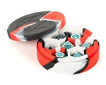 Dice Accessories: Silicone Round Dice Case: Red/Black/White