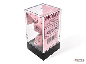Dice: Chessex – Opaque Polyhedral Pastel Pink/black 7-Die Set