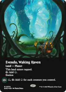 Mtg Singles Instock: Evendo, Waking Haven (Borderless) (Galaxy Foil) [Edge of Eternities]