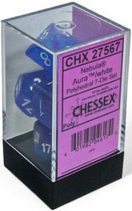 Nebula Aura/white Luminary Polyhedral 7-Dice Set