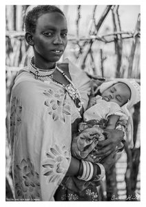 B&W Maasai Mother and Child, Kenya