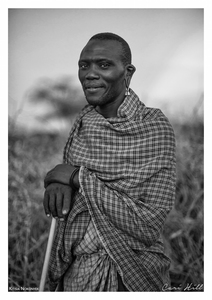 B&W Portrait of Maasai Man, Kenya