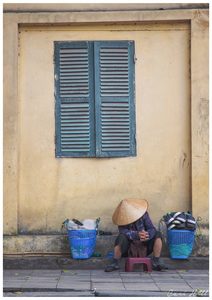 People: Blue Shutters, Hanoi, Vietnam