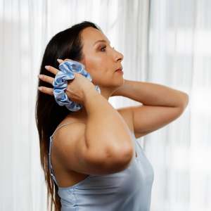 Silk Accessories: Silk Scrunchie Ice Blue