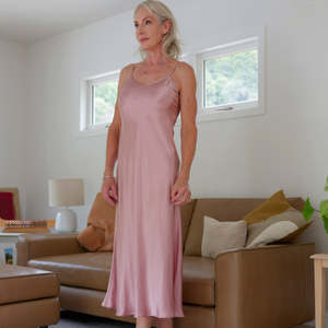 Silk Long Chemise Slip - Rose