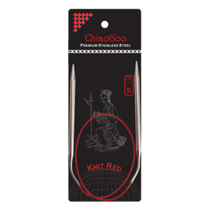 Circulars Knit Red Stainless Steel Knitting Needles - 24"