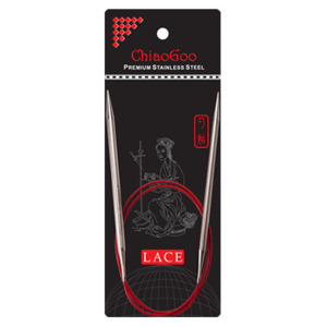 Red Lace Stainless Steel Circular Knitting Needles 24"