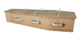 Products: Plywood Bare Wood Bleached Calico Lining Coffin Package - Carried Away Coffins New Zealand