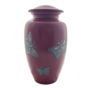 Products: Ceramic Adult Urn - Terracotta with Butterfly - Carried Away Coffins New Zealand