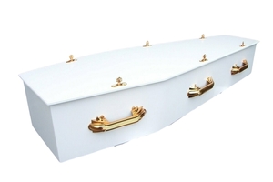 Products: MDF Painted with Bleached Calico Lining Coffin Package - Carried Away Coffins New Zealand