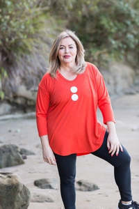 Scoop Neck 3/4 Sleeve Merino Top