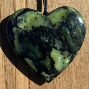 Douglas Creek Greenstone: Douglas Creek Pounamu Heart Pendant - Large