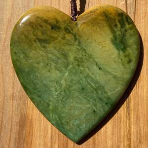 Marsden Flower Jade Heart Pendant - Extra Large