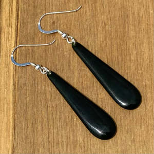 Kawakawa Pounamu and Silver Roimata Earrings