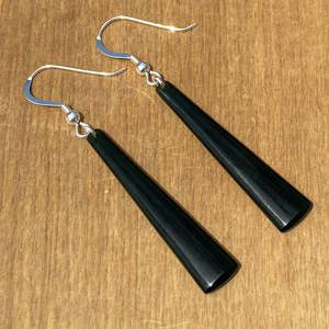 Kawakawa Pounamu and Silver Toki Earrings
