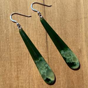 Marsden Flower Jade Pounamu and Silver Roimata Earrings