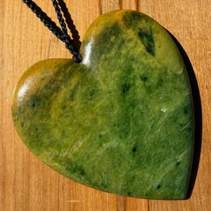 Marsden Flower Jade Heart Pendant - Extra Large