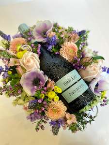 Alcohol: Brilla! Prosecco DOC with Deluxe Floral Arrangement
