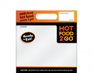 Products: Hot Food 2 Go Deli Bags Re-sealable Plastic Carry Bags Small 224x232x100mm