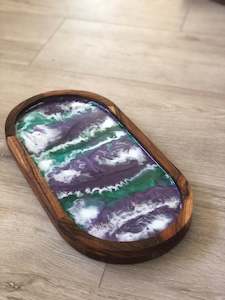 Floral Trays And Boards: Resin art Wooden tray