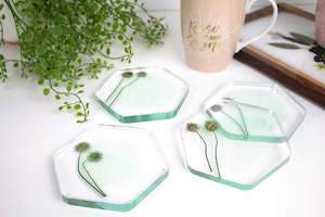 Coasters: Pressed flower hexagon coasters