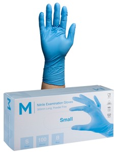 Nitrile Long Cuff Sky Blue Gloves 6.0g Small - XL - Castle Supply