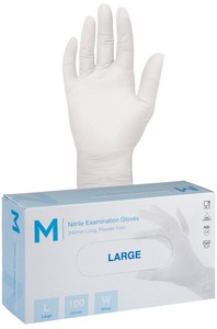 Nitrile White Gloves 5.0g Small - XL - Castle Supply