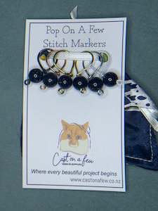 Pop On A Few "Precious" - 9mm Stitch Markers, Blue/Brown/Green Goldstone Beads