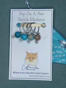 Pop On A Few "Precious" - 9mm Stitch Markers, Turquoise Shoushan Stone Beads