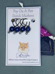 Pop On A Few "Precious" - 9mm Stitch Markers, Lapis Dyed Howlite Stone Beads