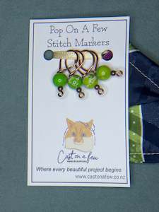 Pop On A Few "Precious" - 9mm Stitch Markers, Green Shoushan Stone Beads
