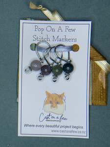 Pop On A Few "Precious" - 9mm Stitch Markers, Blood Agate Stone Beads